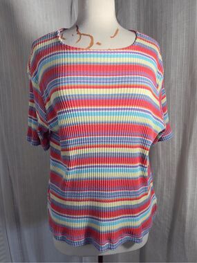 Blast Blouse Size L Y2k Vintage Pastel Striped Textured Dark Academia